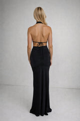 Keira Black Halterneck Backless Maxi Dress