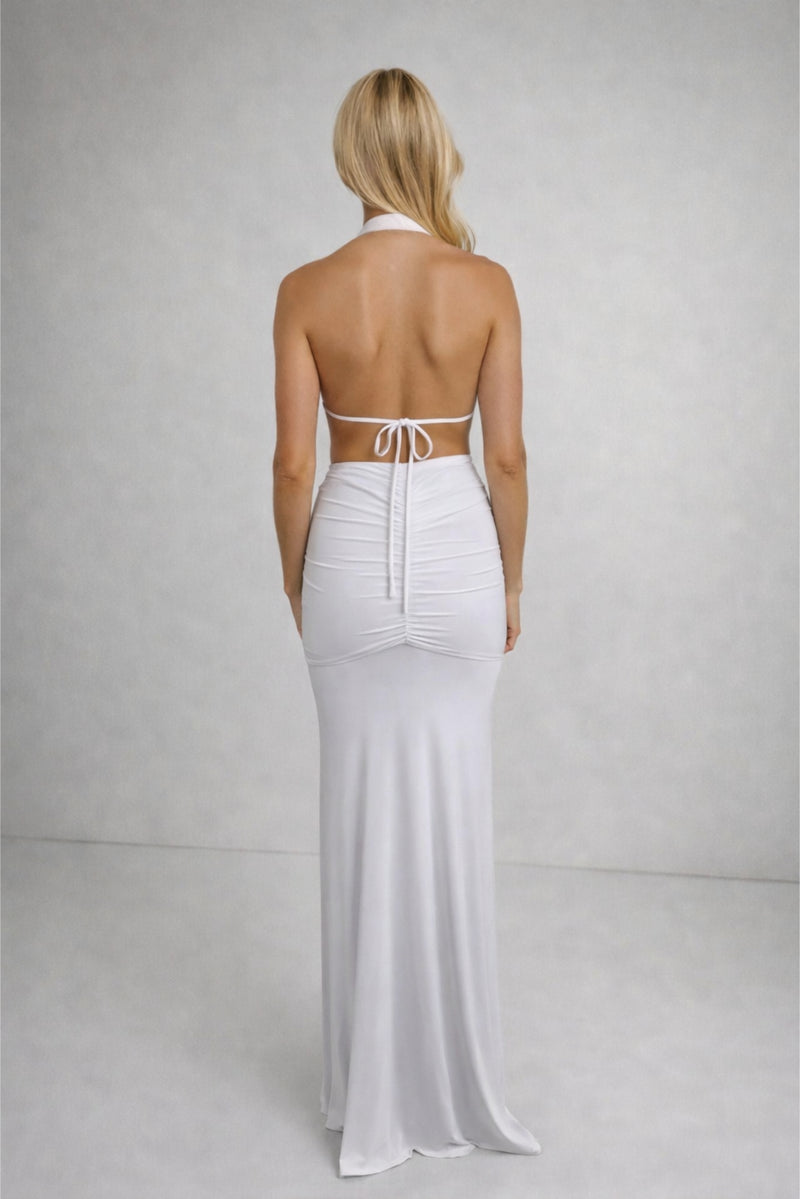 navy blue dress for baby girl La Lune Backless Maxi Dress | White | Dresses