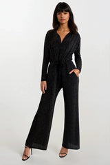 KENNEDY BLACK/BRONZE SHIMMER LONG SLEEVED JUMPSUIT