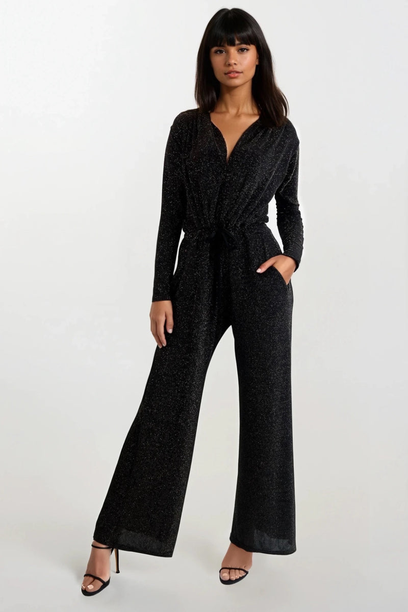 KENNEDY BLACK/BRONZE SHIMMER LONG SLEEVED JUMPSUIT