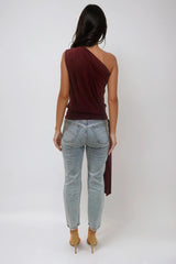 KHLOE BERRY ONE SHOULDERED WITH TIE TOP