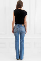 RAVEN BLACK OFF THE SHOULDER / DROP SHOULDER TOP