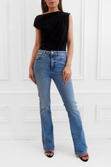 RAVEN BLACK OFF THE SHOULDER / DROP SHOULDER TOP