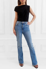 RAVEN BLACK OFF THE SHOULDER / DROP SHOULDER TOP