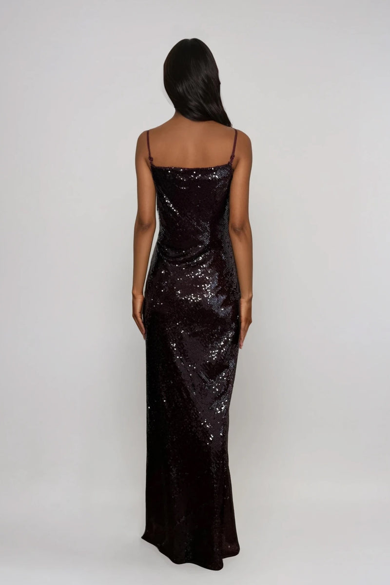 SARA BERRY SEQUIN EMBELLISHED MAXI SLIP CAMI DRESS