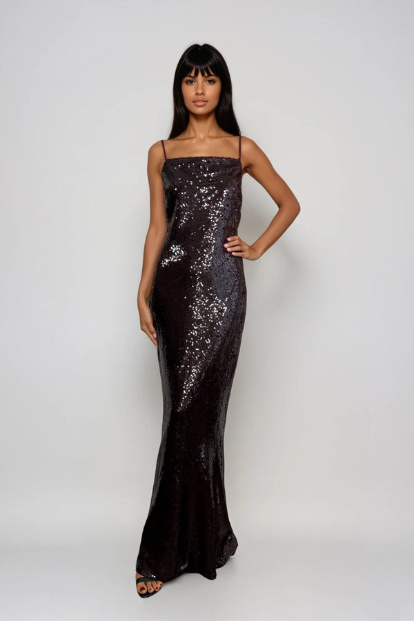 SARA BERRY SEQUIN EMBELLISHED MAXI SLIP CAMI DRESS