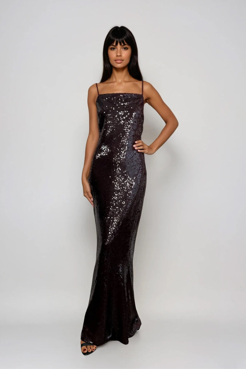 SARA BERRY SEQUIN EMBELLISHED MAXI SLIP CAMI DRESS