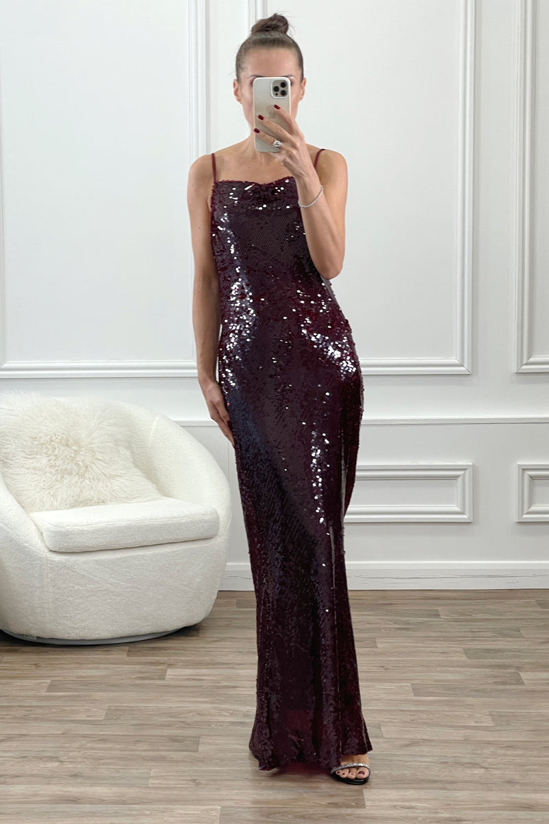 SARA BERRY SEQUIN EMBELLISHED MAXI SLIP CAMI DRESS
