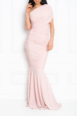 ALICE BLUSH PINK ONE SHOULDER BRIDESMAIDS MAXI DRESS