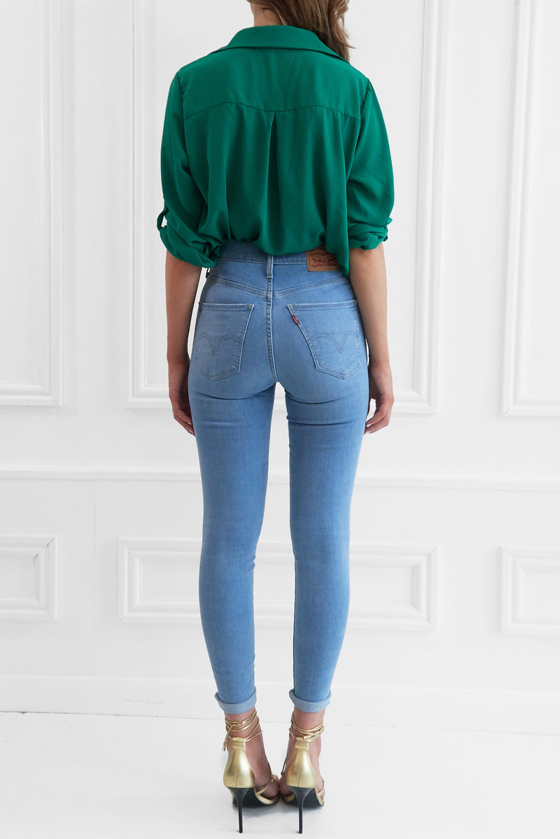 GERI OVERSIZED GREEN BLOUSE WITH SLEEVES
