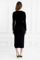 HONOR GOLD ABBEY BLACK MIDI DRESS