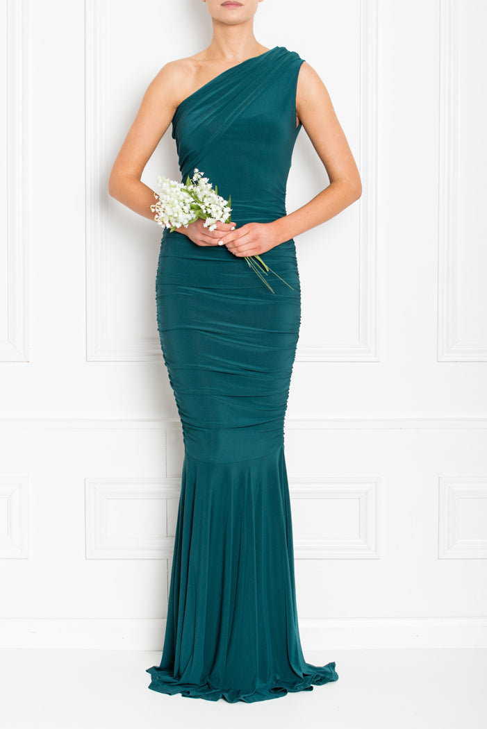 ALICE FISHTAIL MAXI FOREST GREEN BRIDESMAIDS AW19-25