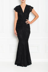 ARIANNA LACE FISHTAIL MAXI BLACK FRONT AW19-73