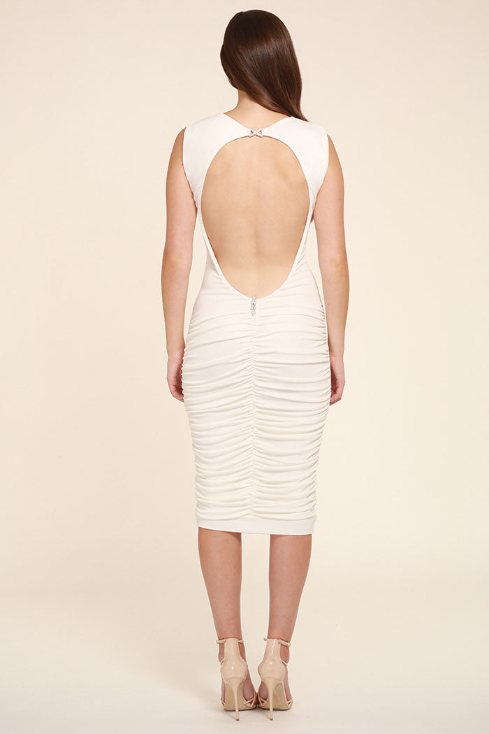 BELLA SLEEVELESS MIDI BACK WHITE &#038; COL CHANGE MINT 7X0A8437 copy