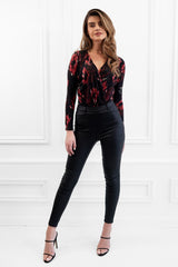 DASHA FLORAL PRINT BODYSUIT WITH LONG SLEEVES