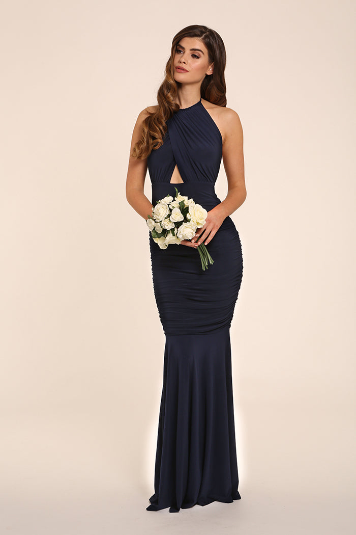 sachin and babi light blue dress Navy Halter Neck Maxi Dress – Tencel main image 1