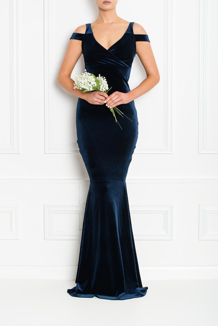 Velvet luxe maxi dress in royal blue cheap