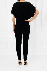 FINLEY BLACK BATWING TOP WITH SLASHED NECKLINE