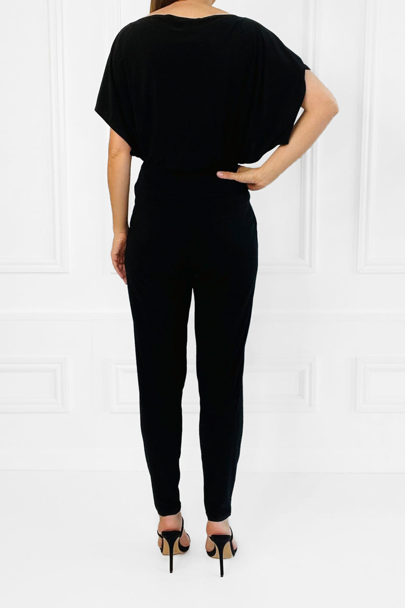 FINLEY BLACK BATWING TOP WITH SLASHED NECKLINE