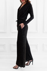 KENNEDY BLACK/BRONZE SHIMMER LONG SLEEVED JUMPSUIT