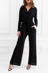 KENNEDY BLACK/BRONZE SHIMMER LONG SLEEVED JUMPSUIT