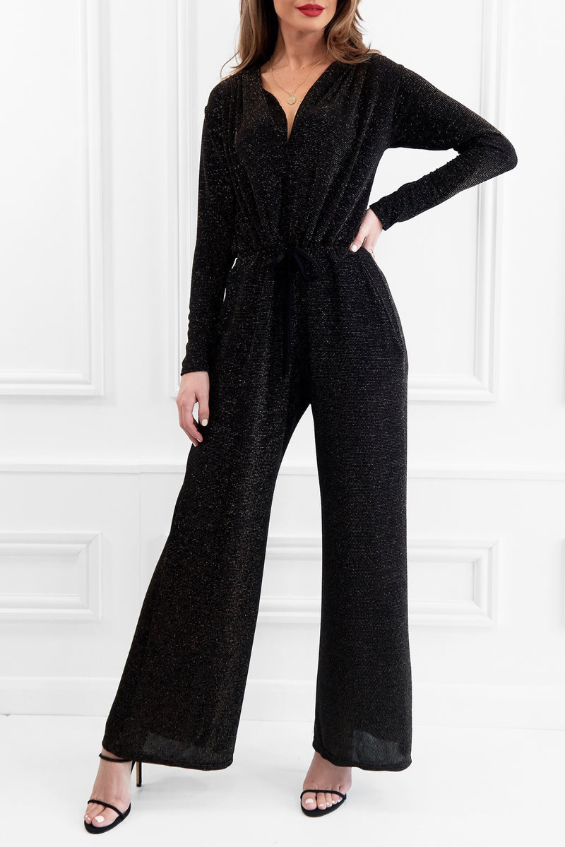 KENNEDY BLACK/BRONZE SHIMMER LONG SLEEVED JUMPSUIT