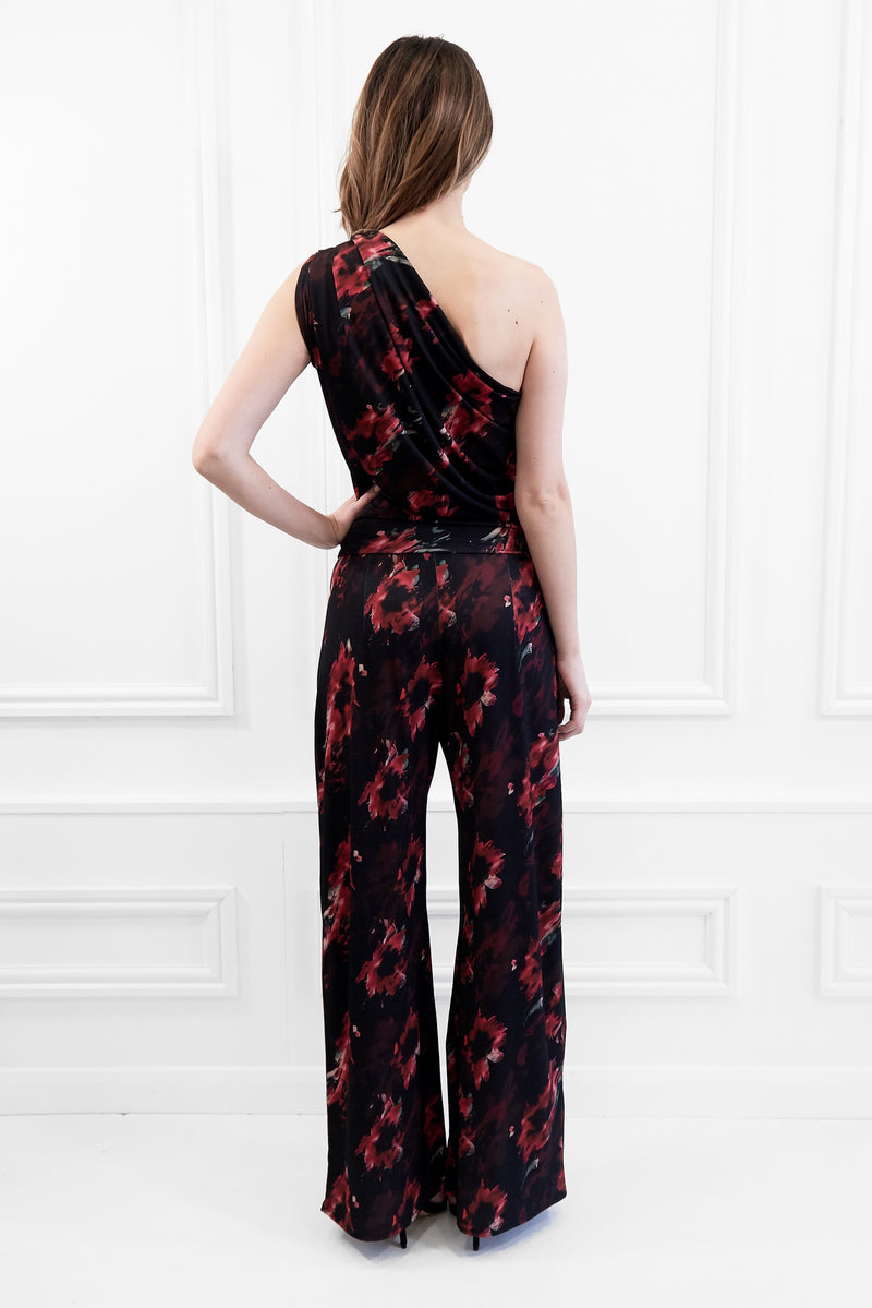 KHLOE BLACK/RED FLORAL JUMPSUIT