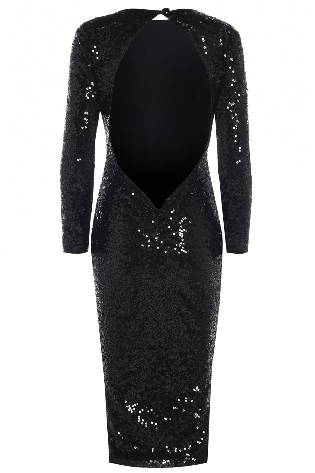 Black long sleeved clearance sequin midi dress